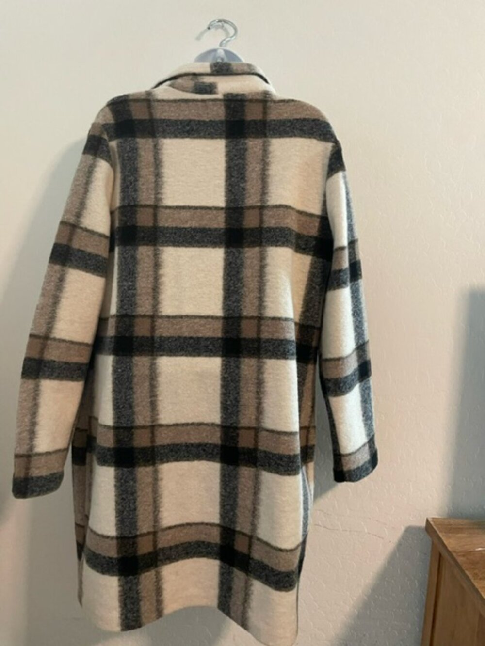 Joie Women Plaid Wool Blend Overcoat M Mid-Length Button Front Pockets Long NWT - Picture 3 of 6